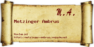 Metzinger Ambrus névjegykártya